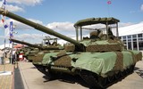 Xe tăng T-80BVM Nga được trang bị thêm giáp để đối phó với UVA tự sát