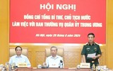 Hình ảnh Tổng Bí thư, Chủ tịch nước Tô Lâm làm việc với Ban Thường vụ Quân ủy Trung ương