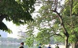 Hình ảnh những chốt trực chống tập trung đông người, phòng dịch bệnh quanh hồ Giảng Võ