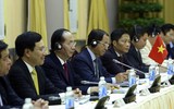 Hình ảnh lễ đón chính thức Tổng thống Mỹ Donald Trump tại Phủ Chủ tịch