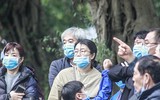 [ẢNH] Đề phòng mắc nCoV, du khách không rời khẩu trang y tế khi du xuân