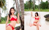 Hoàng Thùy khoe vóc dáng đồng hồ cát với bikini