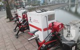 Xe đạp lọc nước ở hồ Hoàng Cầu 
