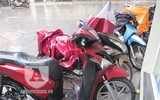 [ẢNH] Chiếc xe máy SH bị dập vỡ sau màn phá hoại của thanh niên càn quấy