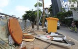 Hà Nội: Nắng nóng, rác thải sinh hoạt đổ đống bốc mùi trên đường Vũ Tông Phan 