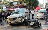 Hà Nội: Tài xế Mazda CX5 vượt đèn đỏ đâm vào 5 phương tiện khác
