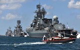[ẢNH] 25 chiến hạm Nga gầm thét ngoài khơi Syria, tàu chiến Mỹ mang tên lửa Tomahawk lo lắng?