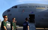 [ẢNH] Máy bay khổng lồ C-17 hạ cánh xuống TP.HCM, bước đột phá của quân đội Việt Nam ra thế giới