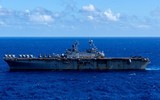 [ẢNH] Siêu tàu đổ bộ cùng F-35B của Mỹ rầm rập tập trận tại cửa ngõ biển Đông
