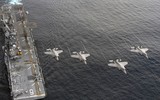 [ẢNH] Siêu tàu đổ bộ cùng F-35B của Mỹ rầm rập tập trận tại cửa ngõ biển Đông