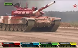 [ẢNH] Bức tốc với 83km/h, Nga bị nghi ngờ độ động cơ khủng cho tăng T-72B3 dự thi