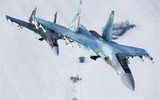[ẢNH] 'Quái thú' Su-35 vừa vụt lao lên đánh chặn chiến đấu cơ Israel
