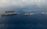 [ẢNH] Đội hình hùng hậu hộ tống 2 tàu sân bay Mỹ trên Biển Đông