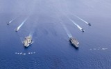 [ẢNH] Đội hình hùng hậu hộ tống 2 tàu sân bay Mỹ trên Biển Đông