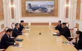 [ẢNH] Nhà lãnh đạo Kim Jong-un và Tổng thống Hàn Quốc Moon Jae-in hội đàm tại trụ sở Đảng Lao động Triều Tiên