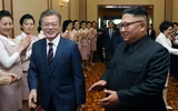 [ẢNH] Nhà lãnh đạo Kim Jong-un và Tổng thống Hàn Quốc Moon Jae-in hội đàm tại trụ sở Đảng Lao động Triều Tiên