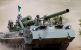 [ẢNH] Sau T-72B và Pantsir-S1, đến lượt pháo tự hành 2S7 Pion Nga đổ lật nhào khi hành quân