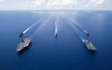 [ẢNH] Tàu sân bay Mỹ ‘khoe cơ bắp’ răn đe, sau khi Iran suýt bắn hạ ‘ong bắp cày’ F/A-18