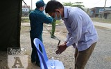 [ẢNH] Cận cảnh chốt kiểm soát Covid-19 ở tuyến tỉnh lộ đặc biệt vào Thủ đô