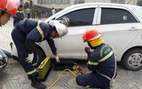Lực lượng dân phòng thi xử lý tình huống xảy cháy