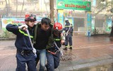 Diễn tập phá chuồng cọp chung cư đang cháy cứu người mắc kẹt