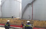 Diễn tập phương án chữa cháy bồn chứa xăng 1.000 mét khối