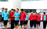 [ẢNH] ĐT Việt Nam tập nhẹ ở khách sạn, lấy lại sức sau chuyến bay dài