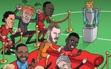 Biếm họa: Salah và Mane khoác áo M.U, rầu rĩ ngồi nhìn Man City qua mặt