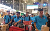 Những hình ảnh đầu tiên của U23 Việt Nam sau khi đặt chân đến Thái Lan