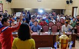 Hình ảnh lễ bốc thăm chia bảng giải bóng đá học sinh THPT Hà Nội 2017