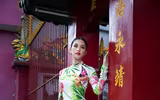 Hoa hậu Tiểu Vy khoe sắc trong trang phục áo dài đón Tết