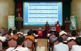 Toàn cảnh lễ bốc thăm giải bóng đá học sinh THPT Hà Nội 2022