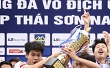 Cầu thủ Viettel phấn khích ăn mừng chức vô địch U17 quốc gia