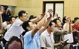 Toàn cảnh lễ bốc thăm chia bảng Giải bóng đá học sinh THPT Hà Nội 2025
