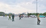 Hình ảnh đẹp lực lượng Công an phường Từ Liêm bảo đảm an ninh sự kiện lễ sơ duyệt sự kiện A80