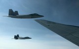 [ẢNH] ‘Chim ăn thịt’ F-22 Mỹ lao lên chặn ‘gấu bay’ Tu-95MS Nga