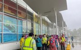 Xe thang chuyên dụng cứu người tại Trung tâm thương mại Aeon Mall Long Biên ở tình huống giả định