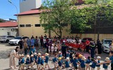 Hàng trăm học sinh trải nghiệm, thực hành chữa cháy và cứu nạn, cứu hộ 