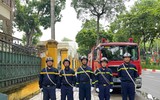 Hình ảnh khí thế làm nhiệm vụ của lực lược Công an Hà Nội trước giờ bảo đảm an ninh Chương trình hợp luyện lần 1 sự kiện A80