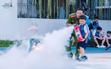 Cảnh sát phòng cháy hướng dẫn thầy và trò trải nghiệm kỹ năng an toàn trong hoả hoạn