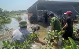 Công an Hà Nội huy động lực lượng hỗ trợ, giúp dân vùng ngập sâu tại các xã Nội Bài, Trung Giã, Đa Phúc, Sóc Sơn