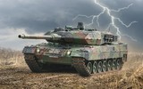 Một xe tăng Leopard 2A6 đương đầu cùng lúc hai chiếc T-80 