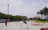 Cảnh sát phòng cháy, chữa cháy Hà Nội tập luyện giữa trời nắng nóng, nỗ lực cho Vòng chung kết Hội thi Thể thao nghiệp vụ chữa cháy