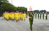 Hình ảnh buổi hợp luyện của Công an Hà Nội chuẩn bị Vòng chung kết Hội thi nghiệp vụ chữa cháy và cứu nạn, cứu hộ 2025