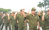 Hình ảnh buổi hợp luyện của Công an Hà Nội chuẩn bị Vòng chung kết Hội thi nghiệp vụ chữa cháy và cứu nạn, cứu hộ 2025