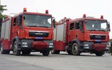 Hình ảnh buổi hợp luyện của Công an Hà Nội chuẩn bị Vòng chung kết Hội thi nghiệp vụ chữa cháy và cứu nạn, cứu hộ 2025