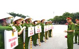 Hình ảnh buổi hợp luyện của Công an Hà Nội chuẩn bị Vòng chung kết Hội thi nghiệp vụ chữa cháy và cứu nạn, cứu hộ 2025