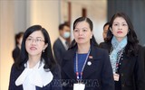 Hình ảnh các nữ đại biểu tham dự Đại hội XIII của Đảng