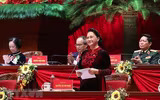 Hình ảnh các nữ đại biểu tham dự Đại hội XIII của Đảng
