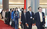 Hình ảnh các nữ đại biểu tham dự Đại hội XIII của Đảng